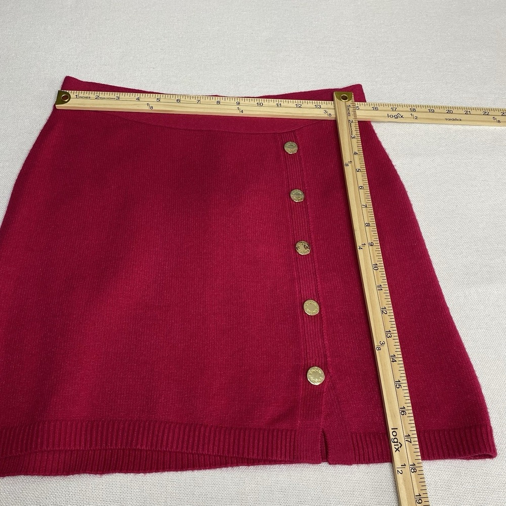 Lilly Pulitzer Lizona Sweater Knit‎ Pencil Skirt Sz Medium Poinsettia Red Button - Picture 7 of 13